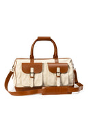 Ajax Vegan Leather Duffle Bag - Beige & Gingerbread