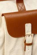 Ajax Vegan Leather Duffle Bag - Beige & Gingerbread