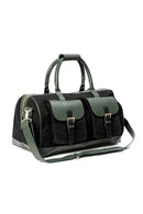 Ajax Vegan Leather Duffle Bag - Black & Green