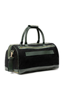 Ajax Vegan Leather Duffle Bag - Black & Green