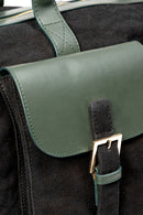 Ajax Vegan Leather Duffle Bag - Black & Green