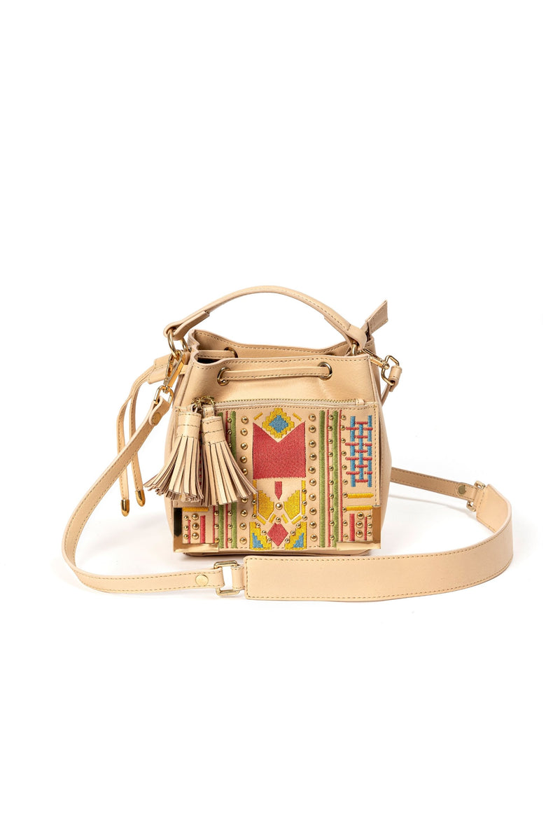 Nora Vegan Leather Sling Bag - Almond