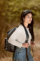 Black Noir Vegan Leather Bagpack