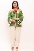Rj Label Bloomveil Green Top Organic Kala Cotton Women