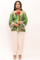 Rj Label Bloomveil Green Top Organic Kala Cotton Women
