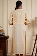 Rj Label Handcrafted Wrap Dress Jamdani Handloom Linen Unisex