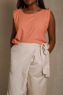 Asian In Me | Khadi-cotton Women's beige Wrap-style Pants I Walk-fling Pants