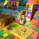 Holi Milan Gift Box | Four Packs of Natural Gulaal | Thandai Mix | Safe for Kids | Handmade in Banaras
