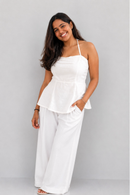 JOD Cotton Womens White Halter Neck Top