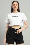 Dvrzi White She Cropped Tee
