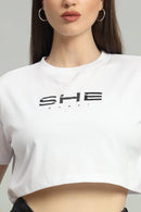 Dvrzi White She Cropped Tee