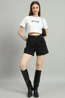 Dvrzi White She Cropped Tee