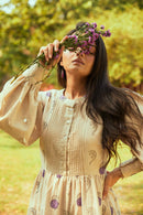 The Conscious Closet  Lavender Leaflet Detachable Dress in Handloom Cotton