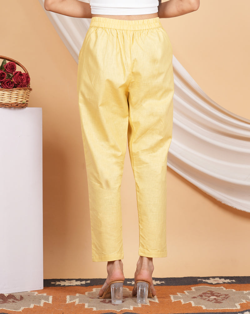 Women’s Linen Cotton Palazzo Pants – Effortless Style & Breathable Comfort | Yellow