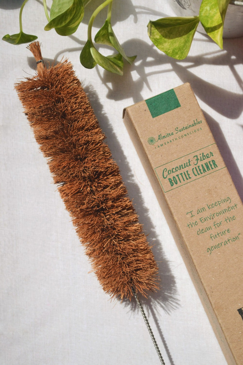 Almitra Sustainables Copper Bottle and Coconut Fiber Bottle Cleaner