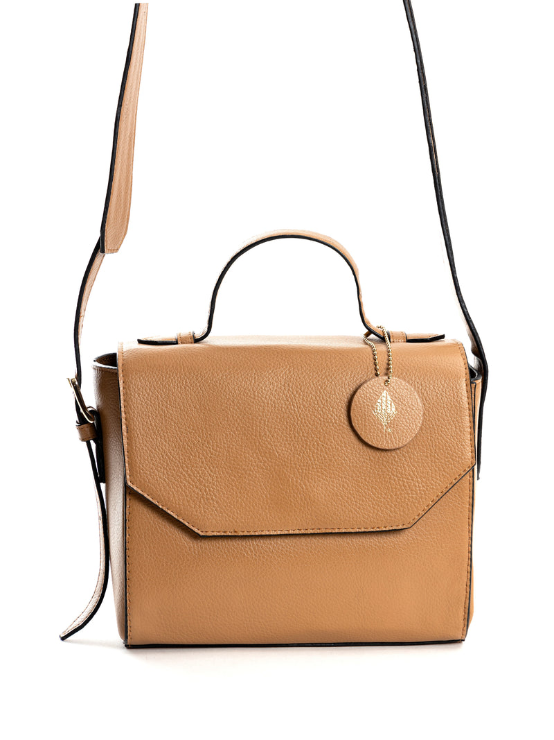 Green Hermitage Asteria Vegan Leather Satchel/Crossbody Bags (Caramel)