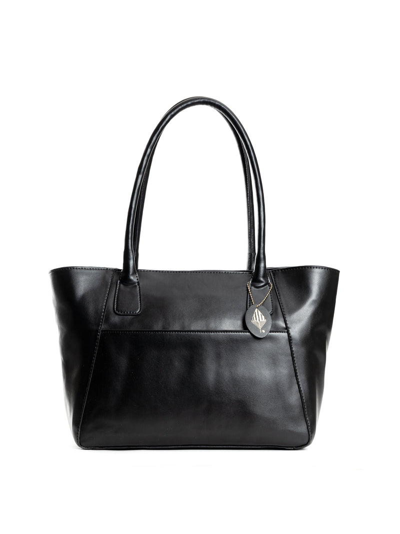 Green Hermitage Athena Vegan Leather Tote Bag (Black)