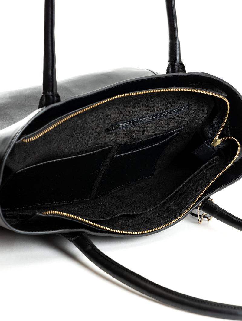 Green Hermitage Athena Vegan Leather Tote Bag (Black)