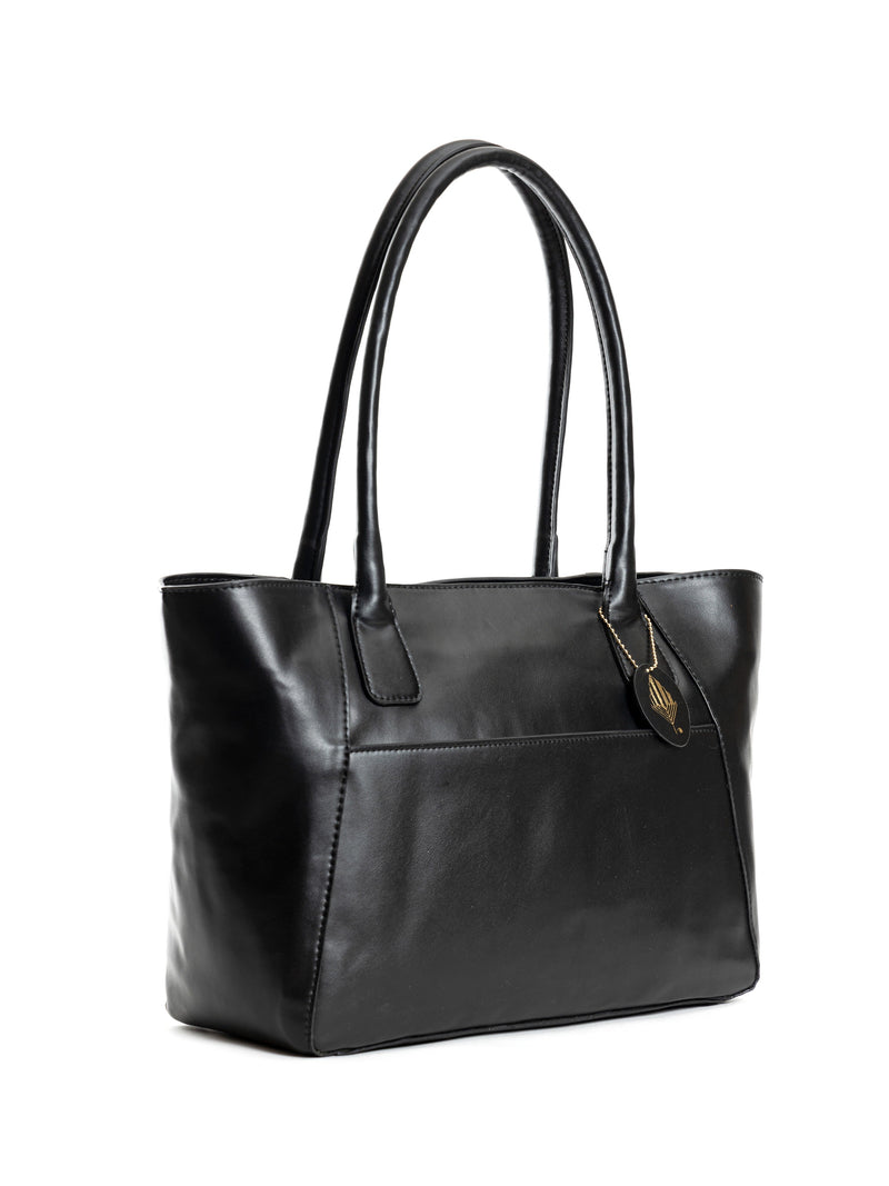 Green Hermitage Athena Vegan Leather Tote Bag (Black)