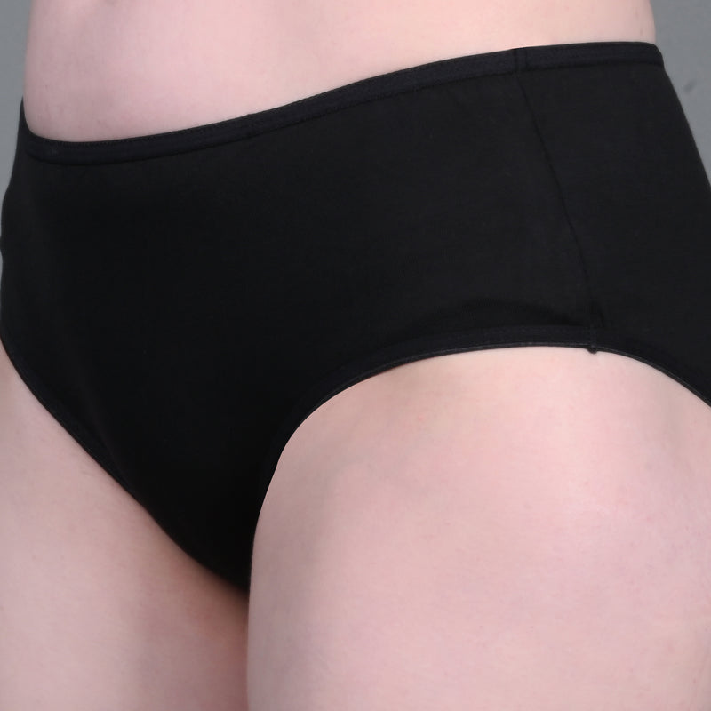 Bamboo Fabric Mid Waist Panty | Peach & Black | Set Of 2