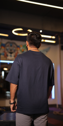Solid Oversized Men T-shirt in Navy Blue