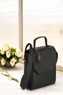 Green Hermitage Asteria Vegan Leather Satchel/Crossbody Bags (Black)