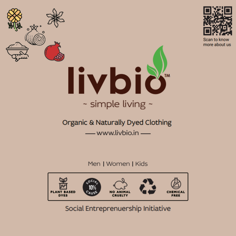 Livbio Organic Cotton & Natural Dyed Womens Rust Cream Color Slim Fit Pants
