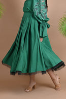 Ethically made high waisted crepe silk pleated skirt