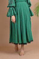 Ethically made high waisted crepe silk pleated skirt