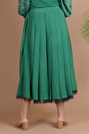 Ethically made high waisted crepe silk pleated skirt