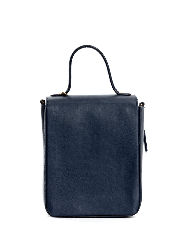 Green Hermitage Ceres Vegan Leather Satchel/Crossbody Bags (Navy Blue)