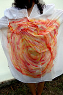 Asian In Me |Cotton Women's White Hand-Painted & Anti-Fit Dress | Zero-Waste Design | DC Energy Center Dress