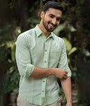 Earthy Route Lyocell Linen Full Sleeve Shirt in Fresh Green