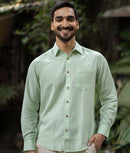 Earthy Route Lyocell Linen Full Sleeve Shirt in Fresh Green
