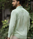 Earthy Route Lyocell Linen Full Sleeve Shirt in Fresh Green