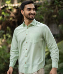 Earthy Route Lyocell Linen Full Sleeve Shirt in Fresh Green