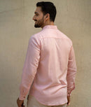 Earthy Route Lyocell Linen Full Sleeve Shirt in Charm Pink