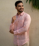 Earthy Route Lyocell Linen Full Sleeve Shirt in Charm Pink