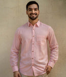 Earthy Route Lyocell Linen Full Sleeve Shirt in Charm Pink