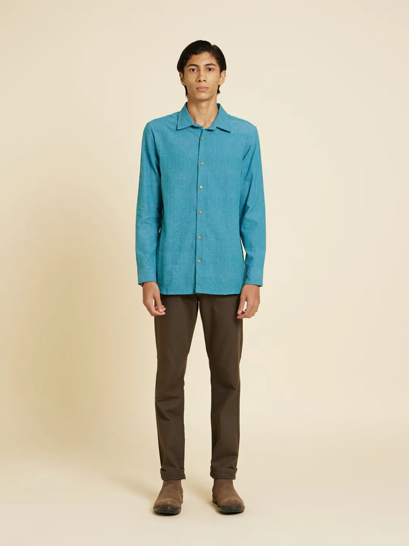 Patrah Khadi - Handwoven Serene Bondi Blue Handloom Shirt