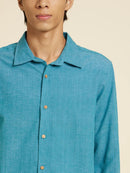 Patrah Khadi - Handwoven Serene Bondi Blue Handloom Shirt