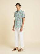 Patrah Block Santorini Pink Lotus Printed Shirt