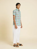 Patrah Block Santorini Pink Lotus Printed Shirt