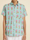 Patrah Block Santorini Pink Lotus Printed Shirt
