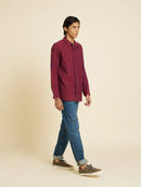 Patrah Khadi - Handwoven Viva Magenta - Indigo Handloom Shirt