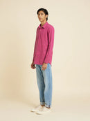 Patrah Khadi - Handwoven Rose Violet Handloom Shirt