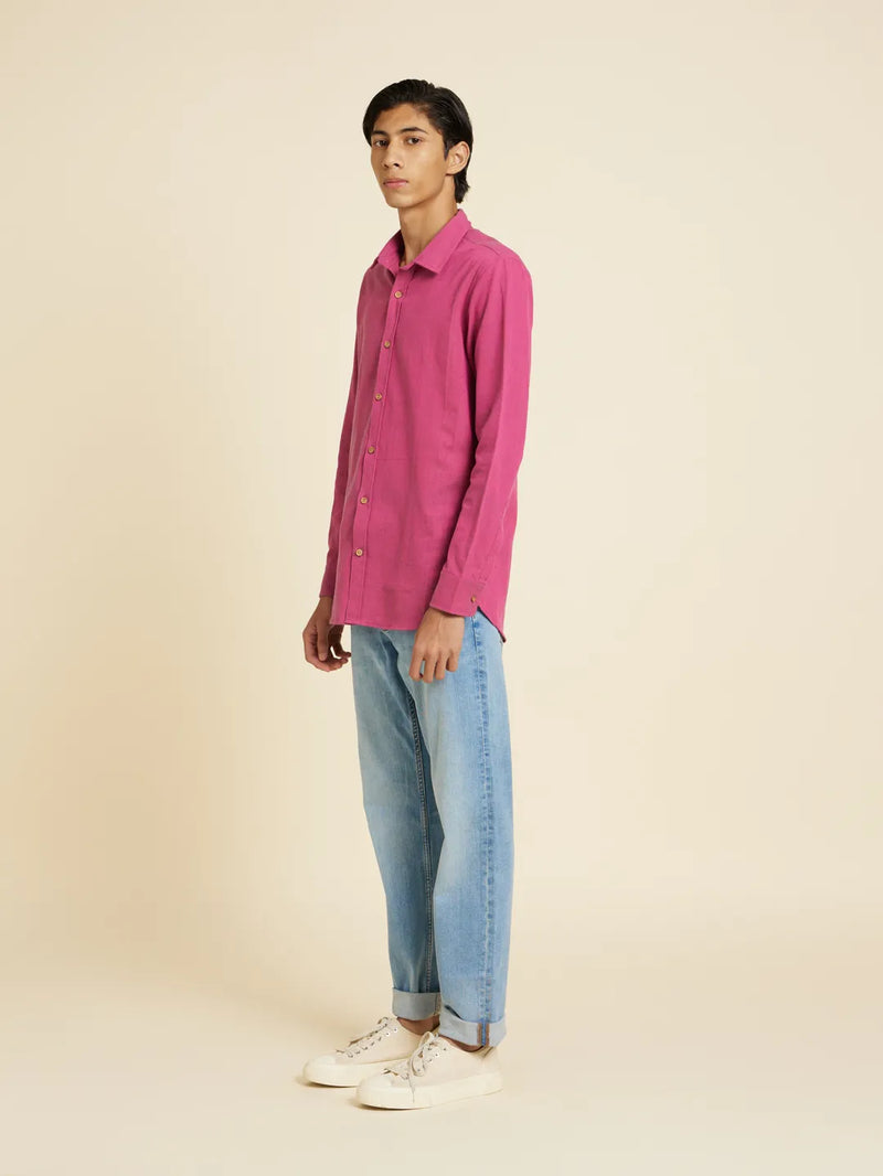 Patrah Khadi - Handwoven Rose Violet Handloom Shirt