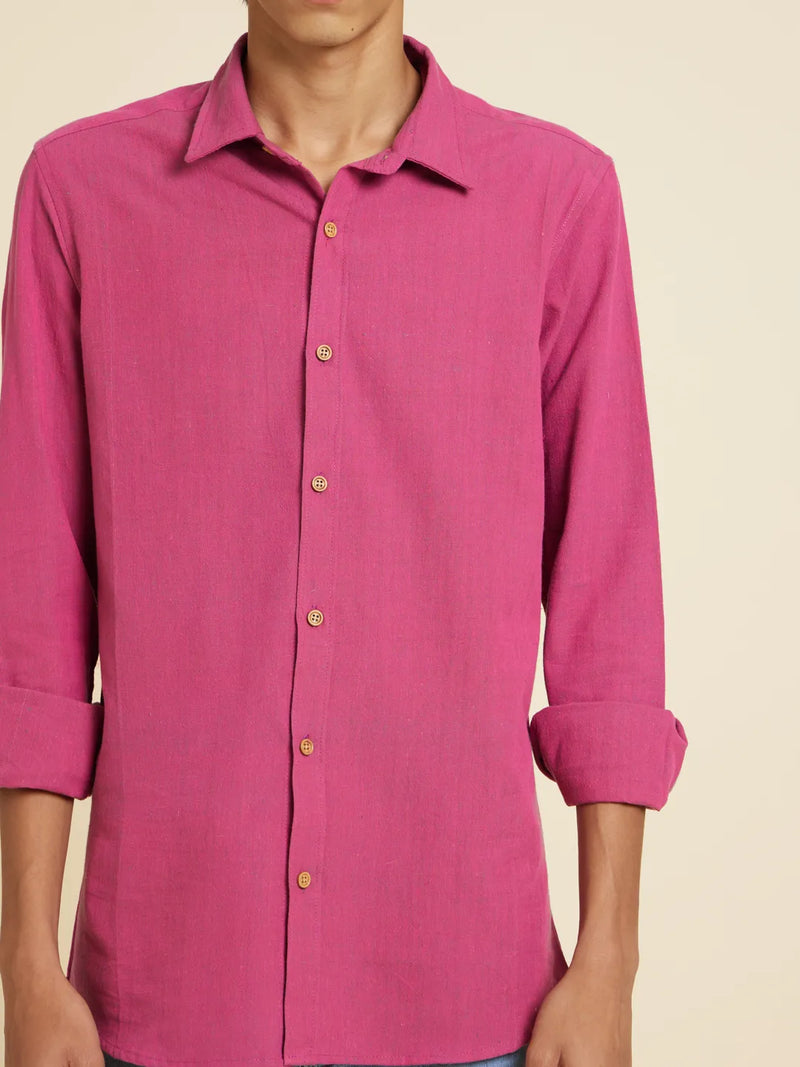 Patrah Khadi - Handwoven Rose Violet Handloom Shirt