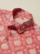 Patrah Block Summer Coral Handblock Printed Shirt