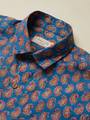 Patrah Block Blue Paisley Handblock Printed Shirt